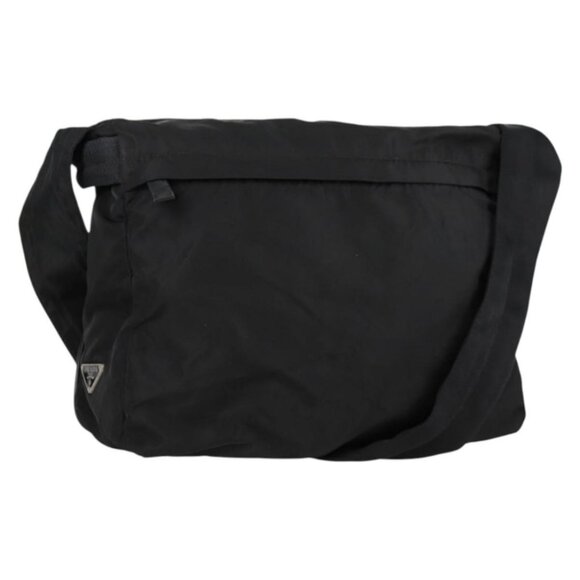 PRADA Shoulder Bag Nylon Black Silver Auth